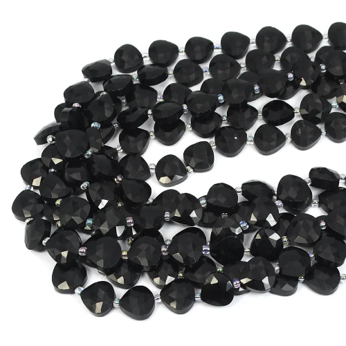 Obsydian czarny łezka fasetowana ok. 12x12mm