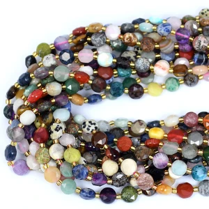 Mix kamieni moneta fasetowana ok. 8,5mm