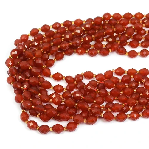 Agat karneol oliwka fasetowana ok. 10x8mm