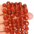 Agat karneol oliwka fasetowana ok. 10x8mm
