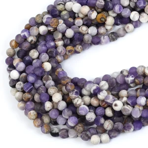 Ametyst chevron kula matowa ok. 6mm