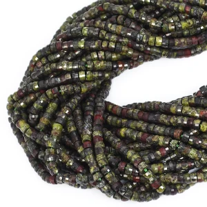 Jaspis smocza krew talarek fasetowany ok. 4x2mm