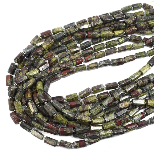 Jaspis smocza krew walec nieregularny ok. 8x13mm