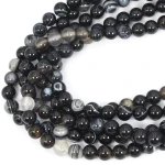 Agat pasiasty czarny kula gładka ok. 8mm