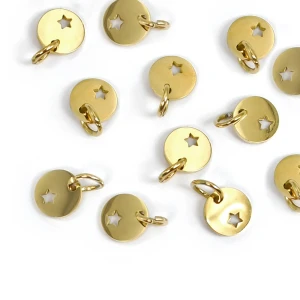 Zawieszka monetka z gwiazdką ok. 10x7mm [zawieszka, stal, kolor złoty PVD]