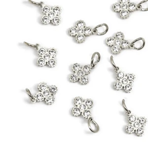 Zawieszka kwiatek z cyrkoniami ok. 13x8mm [zawieszka, stal]