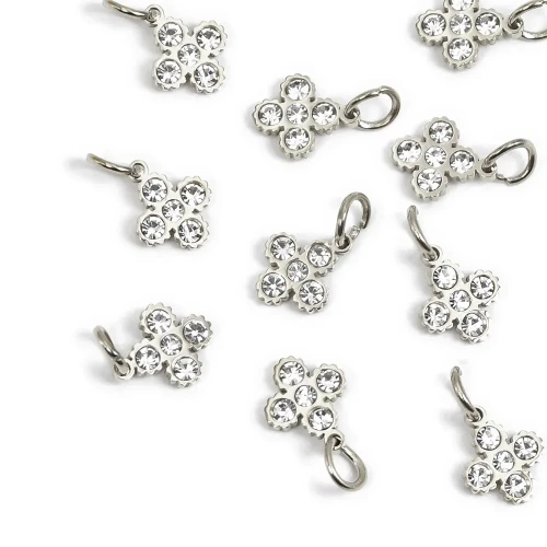 Zawieszka kwiatek z cyrkoniami ok. 13x8mm [zawieszka, stal]
