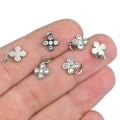 Zawieszka kwiatek z cyrkoniami ok. 13x8mm [zawieszka, stal]