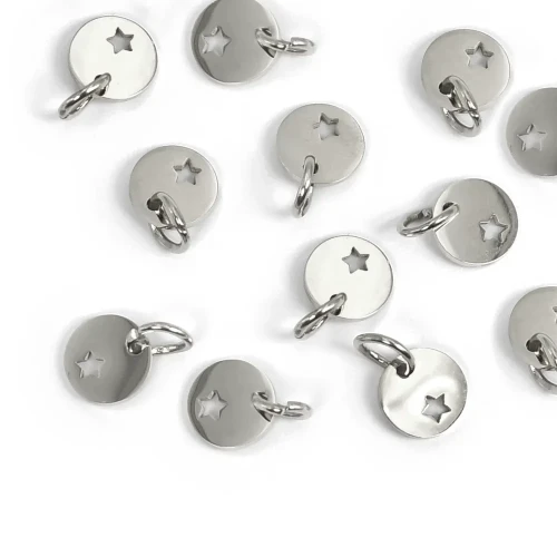 Zawieszka monetka z gwiazdką ok. 10x7mm [zawieszka, stal]