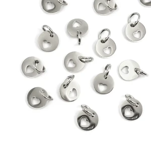 Zawieszka monetka z serduszkiem ok. 10x7mm [zawieszka, stal]