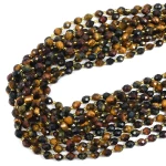 Mix tygrysie oko, bawole oko oliwka fasetowana ok. 8x6,5mm