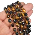 Mix tygrysie oko, bawole oko oliwka fasetowana ok. 8x6,5mm