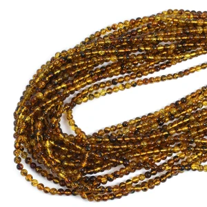 Bursztyn brązowo żółty kula gładka ok. 5mm