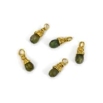 Turmalin zielony brioletka ok. 11x3,5mm oprawa srebro złocone