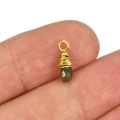Turmalin zielony brioletka ok. 11x3,5mm oprawa srebro złocone