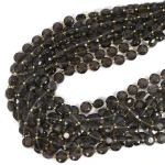 Obsydian szary jasny moneta fasetowana ok. 10,5mm