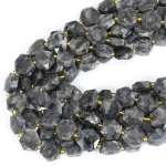 Larvikit heksagon fasetowany ok. 13x12mm