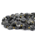 Larvikit heksagon fasetowany ok. 13x12mm