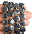 Larvikit heksagon fasetowany ok. 13x12mm