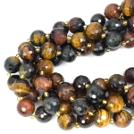 Mix kamieni bawole oko i tygrysie oko kula fasetowana ok. 15mm