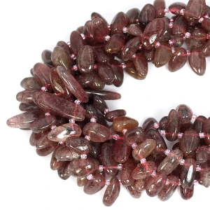 Kwarc truskawkowy ciemny nieregularny sopel płaski ok. 27-11x10,1-6mm