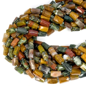 Jaspis oceaniczny szlifowany walec nieregularny ok. 13-10x8-6mm